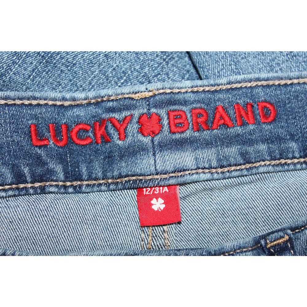 Lucky Brand Legend Sweet Straight Blue Embroidered Mid Rise Denim Jeans Size 12 - Picture 9 of 12